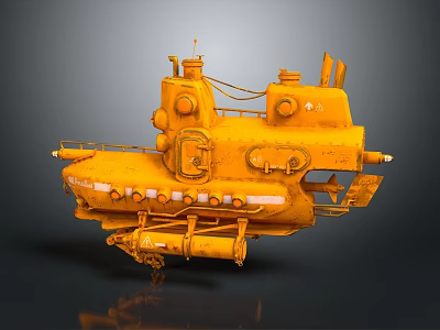 Yellow Mechanical Device with Detailed Components and Industrial Structure Design 3d model