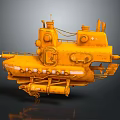 Yellow Mechanical Device with Detailed Components and Industrial Structure Design 3d model