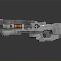 Futuristic Sci Fi Weapon With Metallic Mechanical Structure And Red Component Details