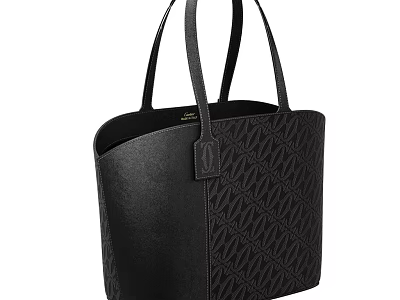 Black Leather Tote Bag Design With Embossed Pattern And Top Handles 3d model