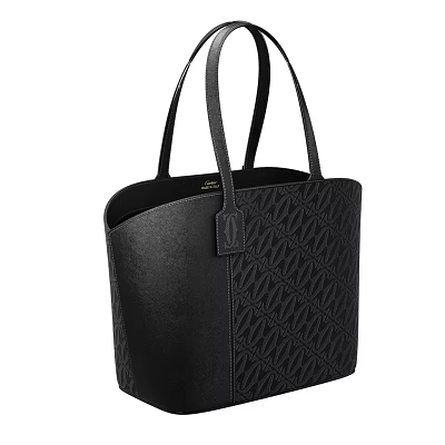 Black Leather Tote Bag Design With Embossed Pattern And Top Handles 3d model
