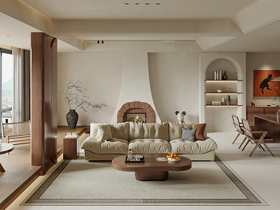 Qui Fengke Restaurant Dry Branch Duan Jing Leisure Area Fireplace Art Paint Antique Style 3d model