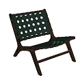 Green Woven Leisure Chair Featuring Intricate Weave Pattern And Solid Wooden Frame