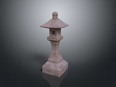 Traditional Stone Lantern Garden Ornament With Decorative Base And Carved Design 3d model