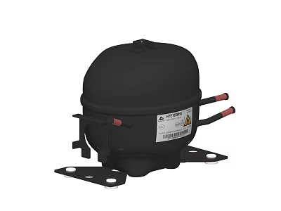 Black Kitchen Appliance Compressor With Red Pipes And Installation Bracket 3d model