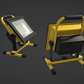 Portable Work Lights With Yellow Black Handle And Stable Stand For LED Lighting 3d model