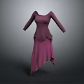 Elegant Purple Long Sleeve Dress With Flowy Asymmetrical Hem For Women
