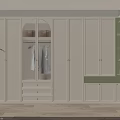 Modern White Wardrobe With Glass Panel Drawers And Green Accent Display Shelves