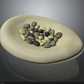 Wooden Stone Decorative Oval Tray Light Colored With Colorful Pebbles Inside