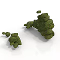 Green Moss Covered Irregular Shaped Landscape Decor Elements With Textured Surface