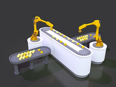 Intelligent logistics intelligent production line factory production line factory production line conveyor belt mechanical arm circuit board production line robot 3d model