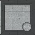 Gray Square Tile Wall with Recessed Lighting and Gray Sphere in Corner 3d model