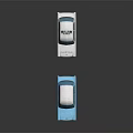 Toy Cars Display Blue Vehicle With White Roof And Police Car With Emergency Lights