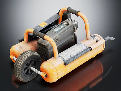 Orange Portable Air Compressor With Wheels And Handle For Industrial Use 3d model