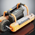 Orange Portable Air Compressor With Wheels And Handle For Industrial Use 3d model