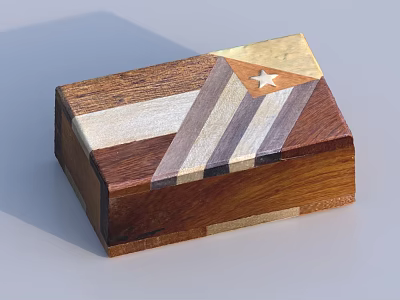 Wooden Decorative Ornament Box With Flag Pattern And Star Design 3d model