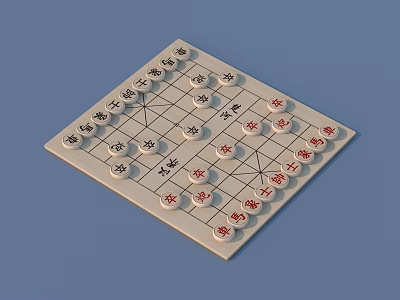 Traditional Chinese Chess Board Game with Classic Pieces and Entertainment Layout 3d model