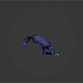 Mythical Game Character Blue Fox With Glowing Ears Tail Tip Yellow Eyes And Light Particles