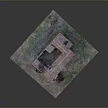 Traditional Courtyard Style Building Model With Red Tiled Roof And Grass Surrounding