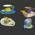 Colorful Creative Mugs With Unique Coasters For Daily Household Use