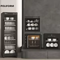Modern Kitchen Appliances Black Sterilizer Cabinets With Bowls Plates And Cups