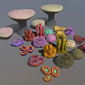 Vibrant Coral Polyps Showcasing Diverse Shapes And Colors In Marine Environment