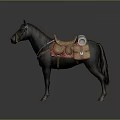Horse Riding Equipment with Saddle Red Pad Rolled Blanket and Leather Bag