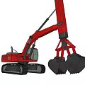 Powerful Red Excavator Function Vehicle With Tracked Undercarriage And Dual Buckets