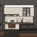 Modern Tatami Bedroom Interior With Bed Desk Chair Wardrobe And Window Blinds