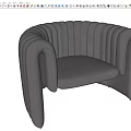 Elegant Gray Velvet Single Sofa With Curved Arms And Channel Tufted Back Design 3d model