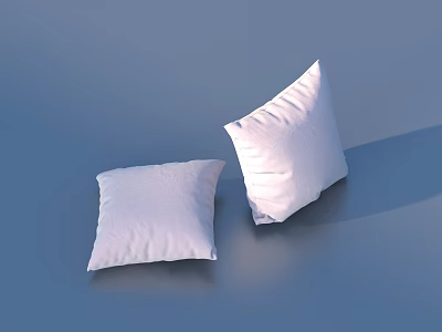 Two White Decorative Pillows One Flat And One Tilted On Blue Background 3d model