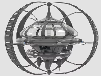 Futuristic Cosmic Spacecraft Design With Spherical Structure Transparent Dome And Circular Frame 3d model