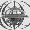 Futuristic Cosmic Spacecraft Design With Spherical Structure Transparent Dome And Circular Frame 3d model