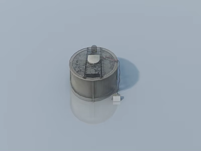 Flat Swing Door On Gray Cylindrical Tank With White Components 3d model
