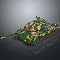 Modern Military Combat Camouflage Tank Armored Vehicle With Cannon And Tracks