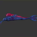 Artistic Blue And Red Fantasy Creature Model With Spikes And Unique Shape
