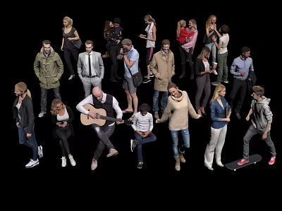 Group of Diverse People Engaging in Various Activities With Casual And Formal Wear 3d model