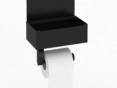 Black Wall Mounted Toilet Paper Holder With Storage Tray Bathroom Essentials 3d model