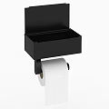 Black Wall Mounted Toilet Paper Holder With Storage Tray Bathroom Essentials