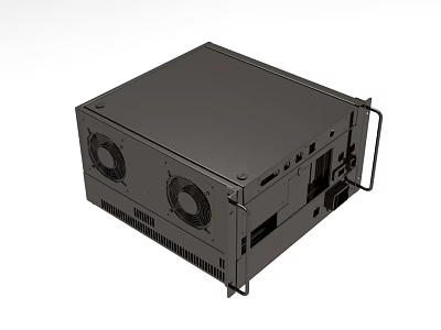 Black Industrial Equipment Enclosure With Dual Cooling Fans And Port Panel 3d model