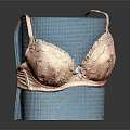 Delicate Pink Lace Brassiere With Soft Design On Blue Yoga Mat