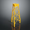 Yellow Industrial Equipment With Steel Frame Support Tower And Stable Base Structure 3d model