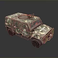 Military Tank With Camouflage Paint Cross Markings And Top Mounted Weapon