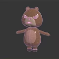 Brown Bear 3D Character Model With Angry Expression And Simple Cartoon Design 3d model