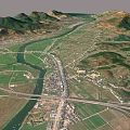 Aerial Planning of Mountainous Landscape with Lake Green Areas and Regional Road Networks