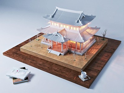 modern sand table ancient architecture sand table 3d model