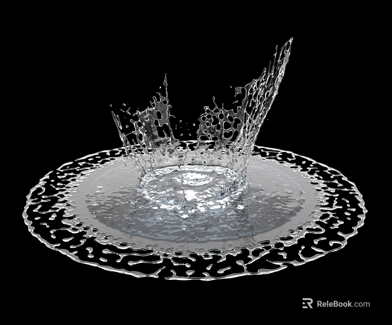 Transparent Water Like Crown Shaped Sculpture With Intricate Patterned Base 3d model 