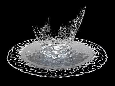Transparent Water Like Crown Shaped Sculpture With Intricate Patterned Base 3d model