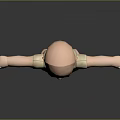 Man Doll In Beige Outfit With Arms Outstretched Against Gray Background
