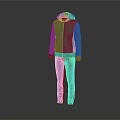 Blue Hooded Jacket Paired with Gray Pants Modern Casual Outfit